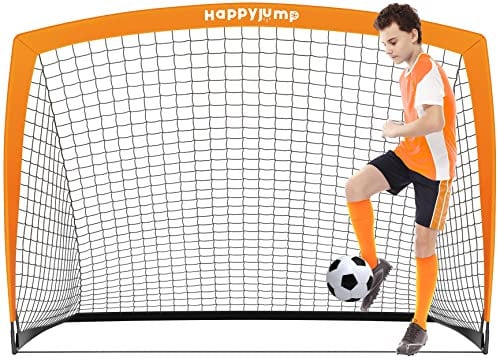 Happy Jump Porta Da Calcio 3x2.2FT, 4x3FT, 5x3.6FT, 7x5FT Pop-Up Allenamento Di Calcio Per Cortile (5x3.6 FT- Arancia)-1 PC