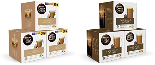 Dolce Gusto NESCAFÉ Cortado - x3 pack de 30 cápsulas - Total: 90 cápsulas & NESCAFÉ Café con Leche Intenso - x3 pack de 16 cápsulas - Total 48 cápsulas