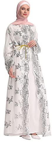 Muslimisches Kleid für Damen, Arabischer Kaftan in Voller Länge Ethnische Kleidung Abaya Islamische Marokkanische Ramadan Robe Ohne Hijab