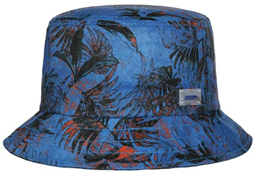 Stetson Vilco Bucket Leinenhut - Hut aus Leinen - Sommerhut mit floralem Design - Made in The EU - Damen & Herren - Frühjahr/Sommer blau M (56-57 cm)