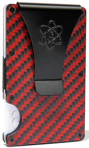 ROSSM Geldbörse mit RFID-Schutz - Kartenetui Herren aus Kohlefaser und Metall mit Geldklammer und Gummiband - RFID Geldbeutel Herren- Slim Wallet for Men