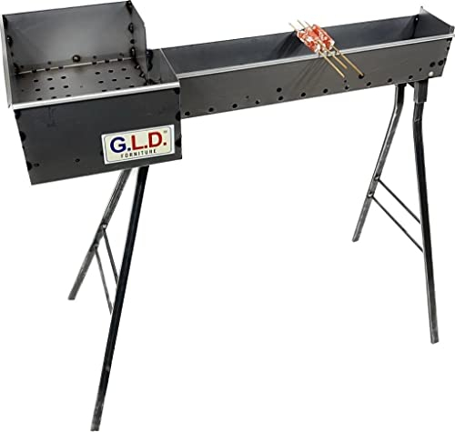 Hornillo Parrilla para Barbacoa y Asador de Carne 60 cm de Hierro con Cabeza 27 x 37 cm Pies Desmontables Original Abruzzese Producto Artesanal