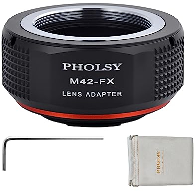 PHOLSY Objektivadapter für Schraubmontage-Objektiv M42 42mm auf Fujifilm X Kameragehäuse, M42 auf Fuji X, M42 auf FX, 42mm-FX