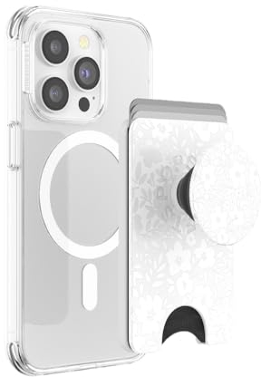 PopSockets Telefon-Geldbörse mit erweitertem Griff und Adapterring für MagSafe, Telefonkartenhalter, kabellos aufladbar, Geldbörse kompatibel mit MagSafe, Süßer PopSocket - Blanc Fresh