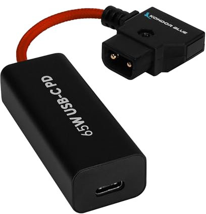 KONDOR BLUE | Câble d'alimentation tressé D-Tap/P-Tap vers USB-C PD (femelle) 2 voies V-Mount pour appareils photo sans miroir, téléphones, ordinateurs portables et plus | Rouge