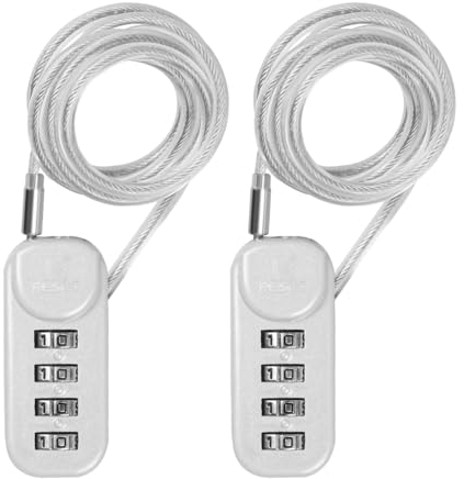 RESET-192 4-stelliges Zahlenschloss mit 60 cm (24 Zoll) Kabel, Reiseschloss für Gepäck, Koffer, Gepäck, Rucksack, Werkzeugkasten, Koffer, Grau, 2er-Pack