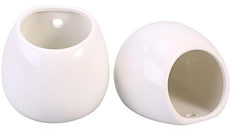 BESPORTBLE Macetero Colgante De Blanca Juego De 2 Macetas Redondas para Plantas Suculentas y Flores Ideal para Jardines y Decoración De Pared Sin Drenaje