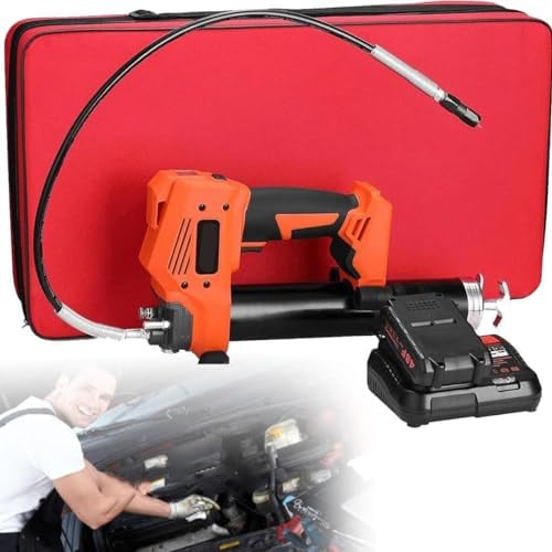 CYMYYDS Electric Grease Gun, 20V Professional High Pressure Cordless Grease Guns, Maximum Working Pressure 10000PSI, Battery Powered Grease Gun Excavator Greaser,2Batteries