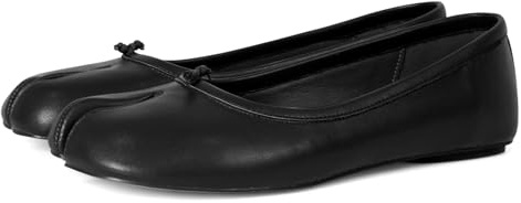 VBDB Black Tabi Ballet Flats Shoes for Women Rounde Toe Wide Width Split Toe Low Heel Comfortable Flats Shoes Size 6