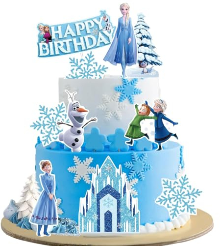 Frozen Kuchen Deko, 10 Stück Eiskönigin Figuren Tortendeko, Frozen Tortendeko, Geburtstag Torte Topper, Happy Birthday tortendeko, Kinder Torten Deko für Mädchen, zum Geburtstag, Hochzeit