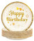 AHPYEUHK Happy Birthday Paper Plates 50 Pack Party Supplies 7in Round Plates Black-Gold for Baby Showers, Weddings and More