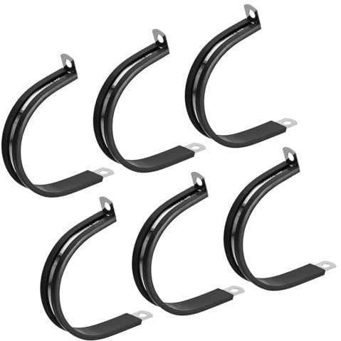 MACHSWON 6Pcs 2 Inch(50mm) Cable Clamp, Rubber Cushioned Insulated Clamp 304 Stainless Steel R Shape Bracket Metal Pipe Clamp Tube Holder for Wire Hose Tube