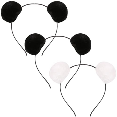 DALJIAFA 3 Stück Halloween Panda Ohren Stirnband Panda Haarreifen Kopfschmuck Frauen Haarbänder Haarband Geburtstag Party Zubehör