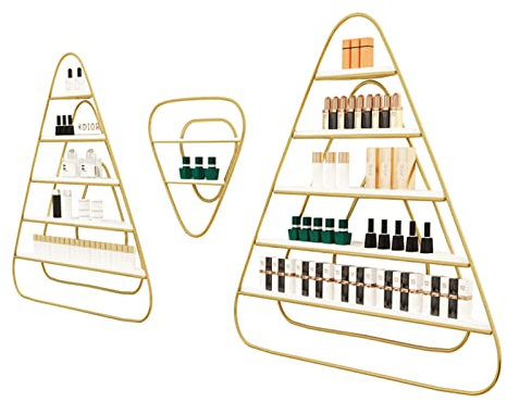 JWQPAD Shelves 5 Tier Wall-Mounted Metal Nail Polish Display Rack, Simple Triangular Floating Wall Mount Shelves Polish Bottle Storage Display Rack, Essential Oil Perfume Combination Shelf, For Nai