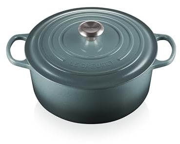 Le Creuset Signature 21177283602430 Enamelled Cast Iron Round Casserole Dish With Lid, 28 cm, 6.7 Litre, Ocean