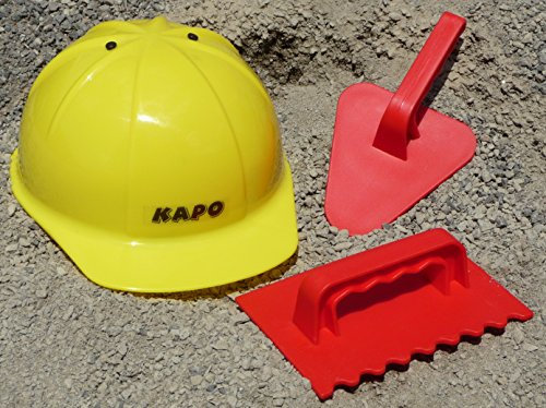 SANDKASTENSPIELZEUG mit Kinder Bauhelm + Maurerkell & Mörtelbrett 3-teilig TOP QUALITÄT
