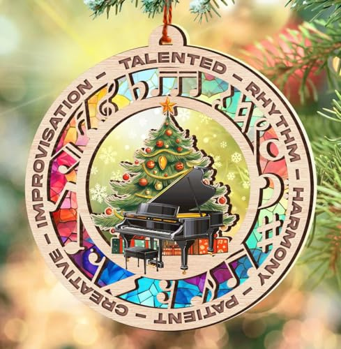 Gifts for Piano Player - Piano Themed Gifts - Piano Teacher, Student Gift - Gifts for Piano Lovers - Christmas Piano Decor - Piano Ornaments for Christmas Tree - Piano Suncatcher Ornament 2024