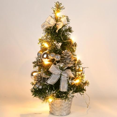 Árbol de Navidad grande de 40 cm con luces | Árbol de Navidad iluminado | Árbol de Navidad artificial | Pequeños árboles iluminados para decoraciones navideñas | Funciona con pilas