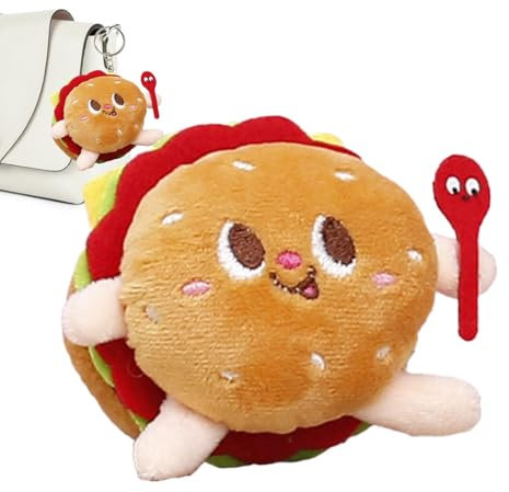 Generisch Gefülltes Lebensmittel-Plüschtier,Simulation Fast-Food-Spielzeug Stofftier Plüsch Hamburger/Pommes Frites/Hühnerschenkel/Brot Cartoon weiches Plüschpuppenspielzeug für Tasche, Rucksack