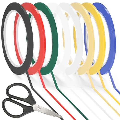 Annickee 8 Rollen Whiteboard Klebeband, 3mm x 66m, Klebeband Isolierband mit Kleiner Schere, Klebestreifen, Grafikband, Modellbau Whiteboard Linien, für Schule Büro Und Zuhause(Bunt)
