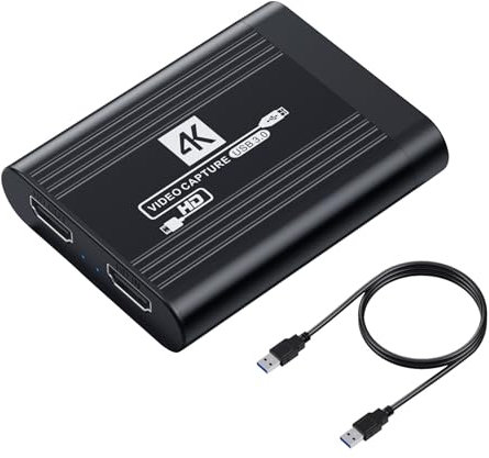 SHUBEIEUMI 4K Audio Video Capture Card, HDMI USB 3.0 Video Capture Card 1080P 60FPS Game Live Streaming Audio Video Capture Device, for Streaming, Recording for PS5/Switch/Camera/PC/OBS(Black)