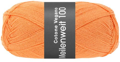 LANA GROSSA Meilenweit Cotone Vegano| Die Alternative ohne tierische Fasern | Handstrickgarn aus 76% Baumwolle, 14% Polyamid & 10% Polyester | 100g Wolle zum Stricken & Häkeln | 420m Garn FB25