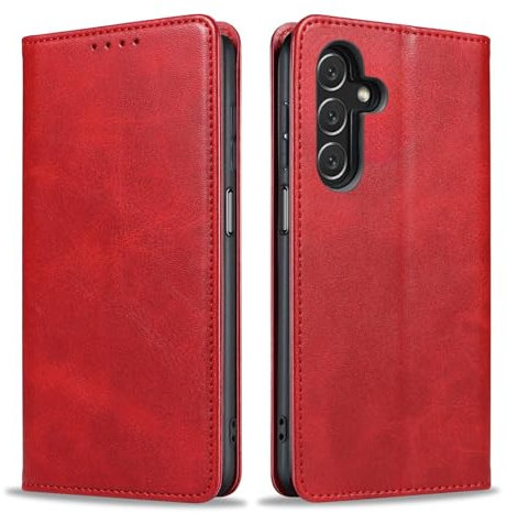 LBH Handyhülle Smartphone-Hülle für Samsung Galaxy A16 / A16 5G Klapphülle Magnetverschluss Kartenfächer Geldfach Standfunktion Case Etui Rundumschutz Schutzhülle Rot
