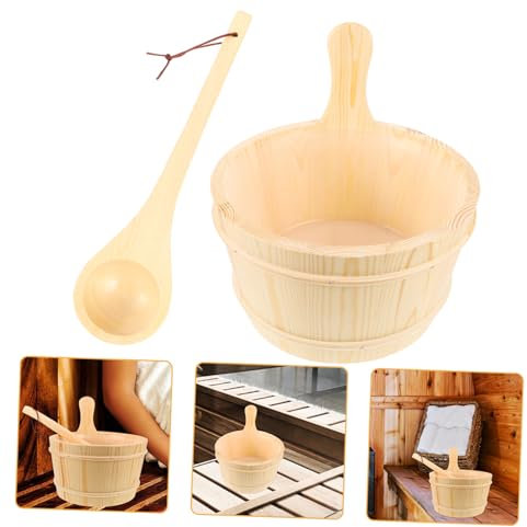 MOBUTOFU Wooden Sauna Bucket and Tub, Natural Wood Barrel Sauna Accessory with Reasonable Capacity for Home and Commercial Spa Use