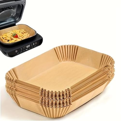 100PCS Air Fryer Liners Compatible with Ninja, Tower, Dual Zone Air Fryers – Non-Stick Disposable Paper Liners for Air Fryer Basket, Oil-Proof, Waterproof, Food-Grade, Easy Clean-Up