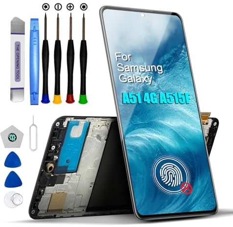 DTD LCD Écran pour Samsung Galaxy A51 Remplacement Écran Tactile Digitizer Pièces de Réparation pour Galaxy A51 A515F LCD Affichage avec Outils(Noir avec Cadre, 6.5)