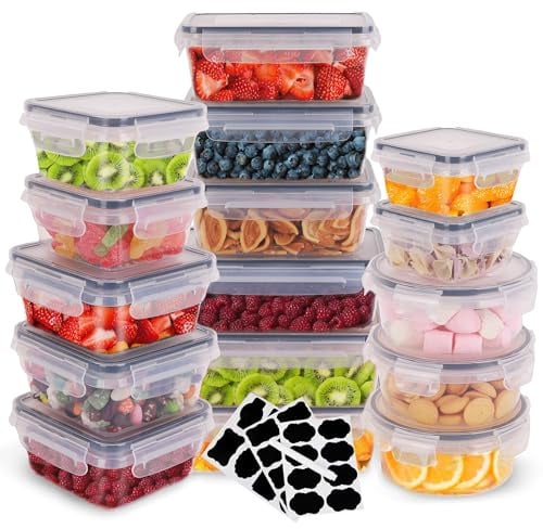 CALIYO 24er Frischhaltedoxen Set mit Deckel, Vorratsdosen Set für Lebensmittel Meal Prep Boxen Gefrierdosen Tupperdosen Set Aufbewahrungsboxen, BPA-frei