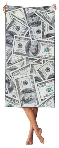 LMNvbz Funny Dollar Money Print Quick Dry Strandtuch, 140 × 70 cm, weiche, saugfähige Handtücher für Pool, Cabana und Urlaub
