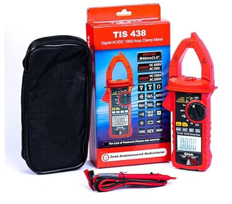 TIS438 Digital Clamp Meter, 1000A AC/DC, Auto-Ranging, 6000 Count Display, 40mm Jaw Opening