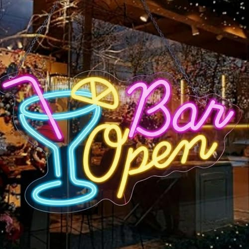 Bar Open Neon Schild, Neonschild LEDbar, USB Powered, Bar Open Leuchtreklame, Palme LED Neon Schild Wand Für Bier Bars Kaffee Cafe Club Store Home Pub Party Business Dekoration