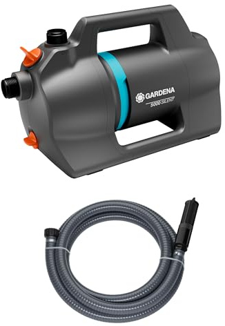Gardena Garden Pump 5000 Silent Suction Set Pumps: 26% More Flow Rate at the Same Power Consumption as its Predecessor, Low Noise Operation, Rain and UV Resistant housing, (9082-20)