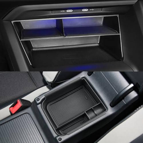 CDEFG Kompatibel mit VW Golf 8 MK8 GTI GTD GTE 2020-2024 2025 Mittelkonsole Organizer + Armlehne Aufbewahrungsbox Aufbewahrung Auto Center Console Golf 8 2025 Zubehör 2 Stück