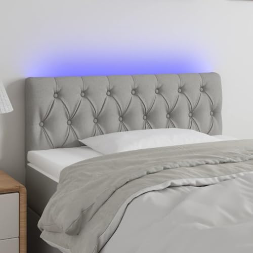 Nqyjm Kopfteil mit LED, hellgrau, 100 x 78 x 78/88 cm, Wandtuch für Schlafzimmer, Hotel, Schlafsaal