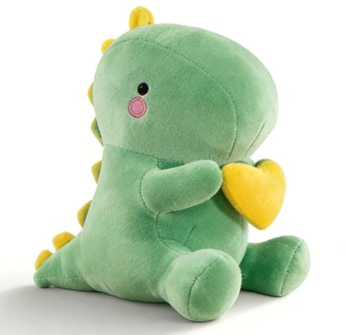 Fouvin Plüschtier Dinosaurier Kuscheltier mit Herz - Süßes Dino Stofftier Kissen, 30CM Kawaii Plüschsaurier Schmusetier, Dinosaurier Plüsch Geschenk für Mädchen, Freundin, Kinder, Valentinstag (Grün)
