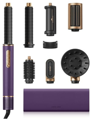 DREAME AirStyle Pro 2, 7-in-1-Hairstyler, Schnelltrocknend | 2 Lockenaufsätze,Volumen für das Haar,glättende Bürste, Frizz-Reduzierung, Lederset, Airflow-Styling, Magnetdesign