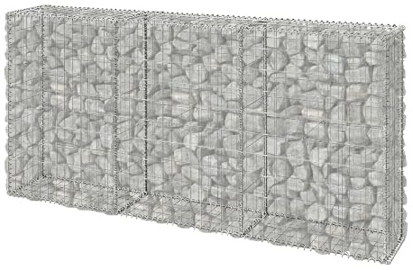 Relaxdays Gabione, Sichtschutz Garten, Steinkorb, 3.5mm Draht, silber | verzinkt, HBT: 100x200x30 cm, Gabionenwand, Stahl