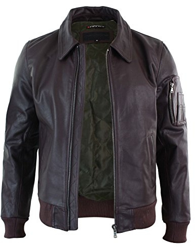 Infinity Mens Genuine Real Leather Harrington Bomber MA1 Classic Pilot MOD Jacket