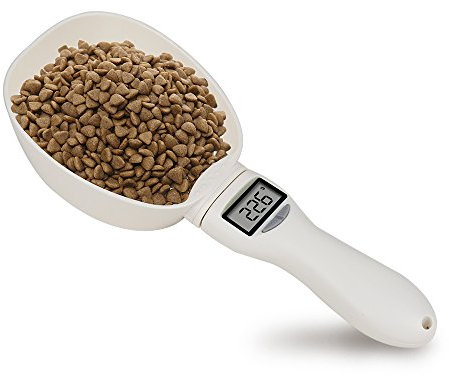 PetiJoy Pelle Scoop Alimentaire Pour Animaux avec Mesure Numérique,Travaille aussi comme Balance de Cuisine, 800g Maximum
