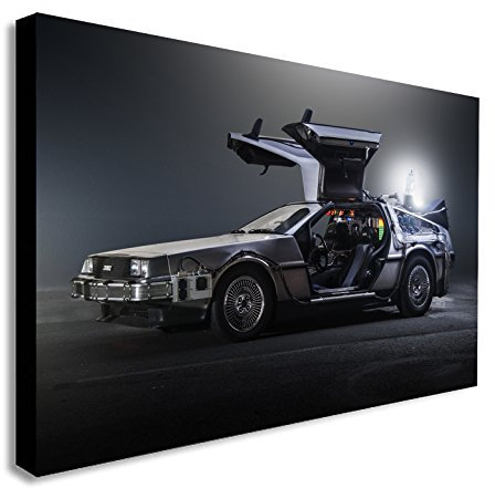 Fab Canvas Zurück in die Zukunft DeLorean Leinwanddruck, gerahmt, 81,3 x 61 cm, für Wohnzimmer, Schlafzimmer