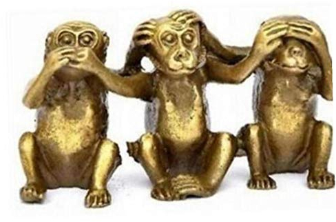 PiniceCore Copper Statue DREI Weise Affen Hören See Speak No Evil 3 AFFE Zufall Stil