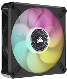 Corsair iCUE ML120 RGB ELITE, 120 mm PWM Ventilateur RGB (Technologie CORSAIR AirGuide, Roulement à Lévitation Magnétique, Jusqu’à 2 000 tr/min, Mode Zero RPM, Bruit Faible) Vendu Seul, Noir