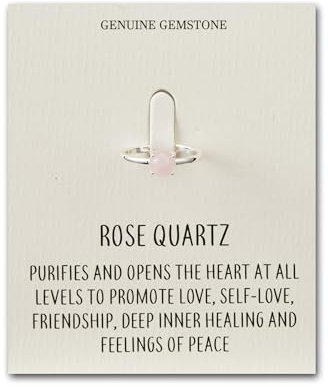Philip Jones Rose Quartz Adjustable Ring with Quote Card