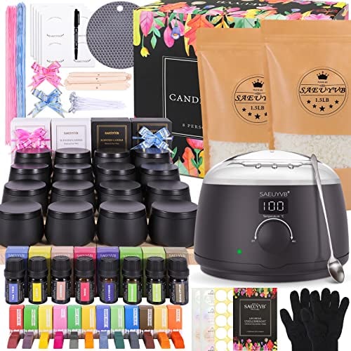 SAEUYVB Candle Making Kit,Easy to Make Candle Soy Wax Kit,Including Soy Wax, Wicks,Melting Pot with Heat-Resistant Handle,Making Kit with Wax Melter hot Plate