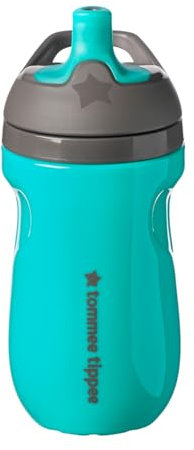 Tommee Tippee Insulated Sportee Bottle, 260ml, for Toddlers 12m+, Teal, Non-Spill Water Bottle with Bite-Proof Spout and Two-Piece Valve, Leak-Proof and BPA Free