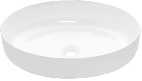 VBChome Waschbecken 55 x 41 cm Keramik Moderner und Eleganter Stil Weiß Oval Waschtisch Handwaschbecken Aufsatzwaschbecken Waschschale Gäste WC