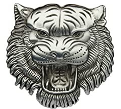 iSpchen Autoaufkleber Metall 3D-Stereo Tiger Realistisch Aufkleber Tier Emblem Sticker Selbstklebend Abzeichen Körper Fenster Aufkleber Auto Styling Dekoration Aufkleber,Helles Silber